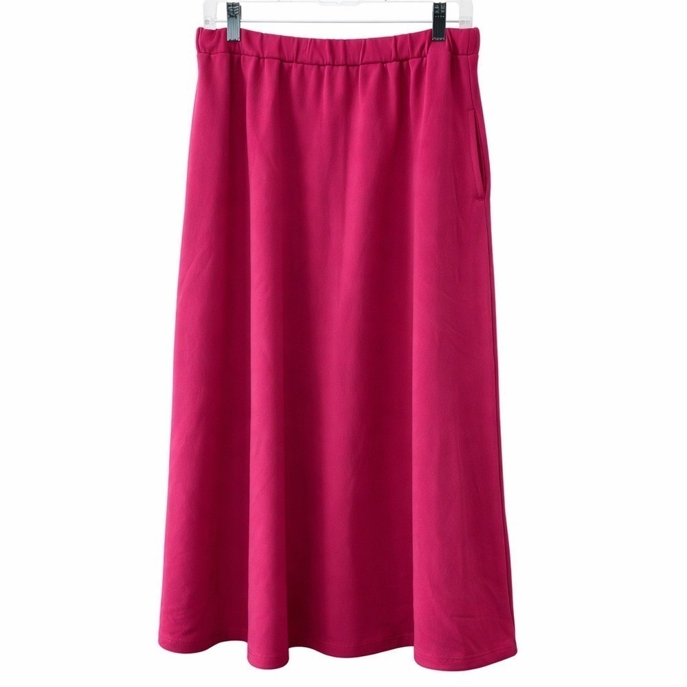 Culture Code Pink Midi Skirt Large Elastic Waist A-Line Magenta‎ Casual